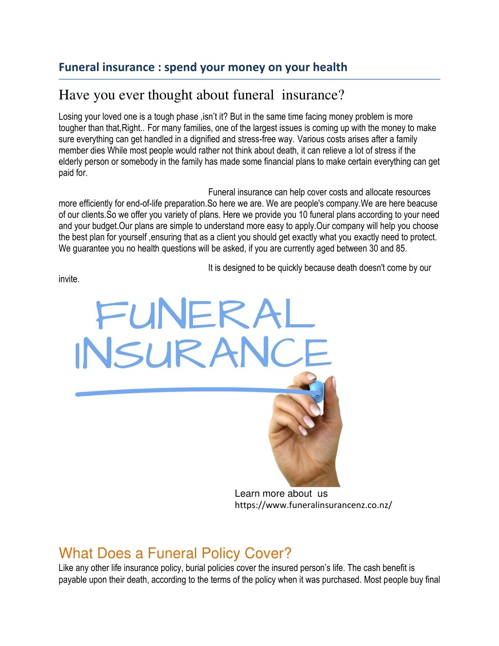 funeral insurance spend your money on your health