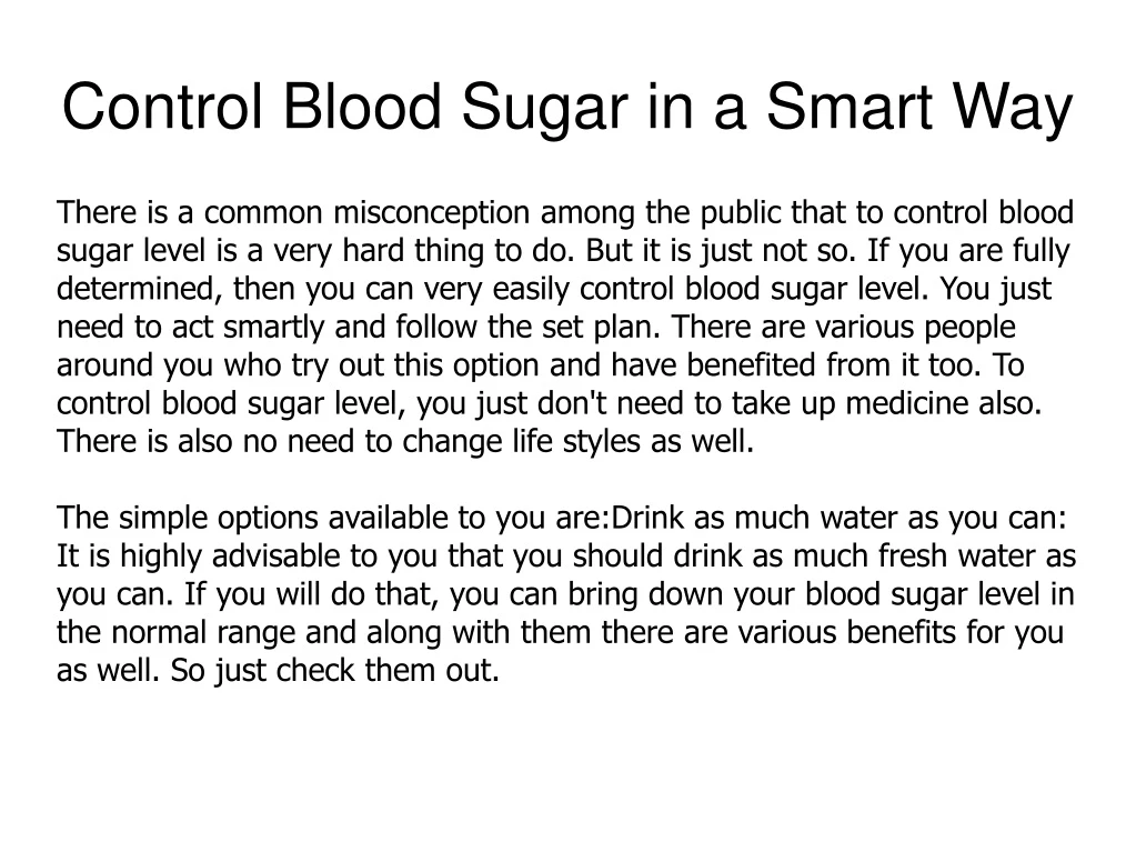 control blood sugar in a smart way