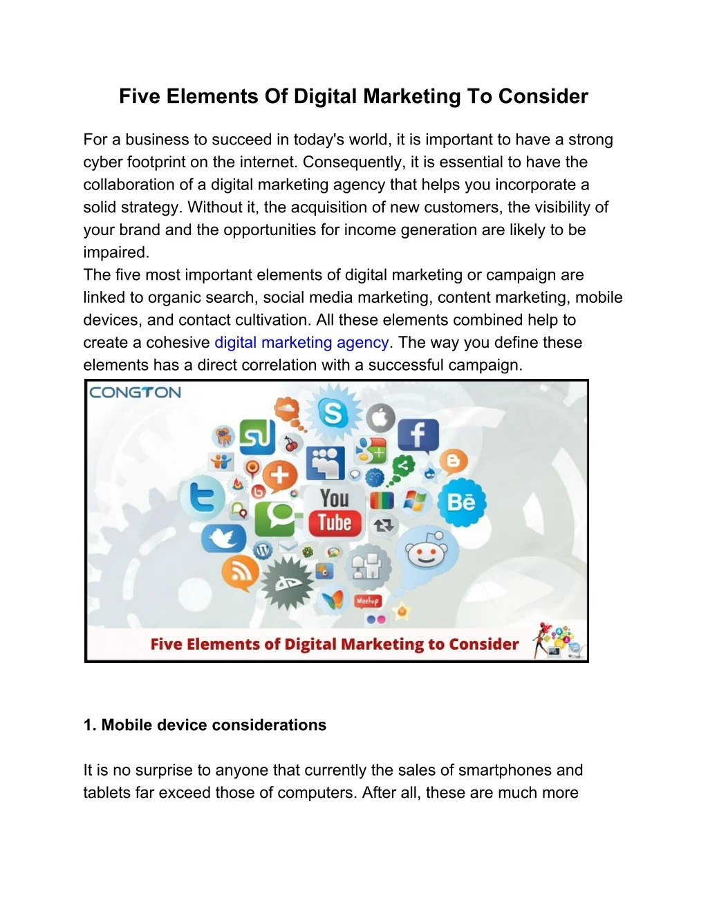 five elements of digital marketing to consider
