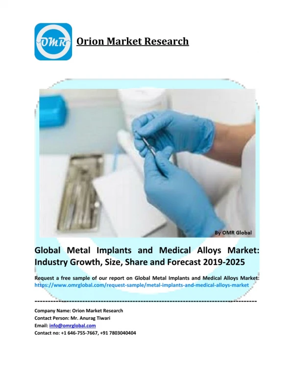 Global Metal Implants and Medical Alloys Market: Global Market Size, Industry Trends, Leading Players, Market Share and