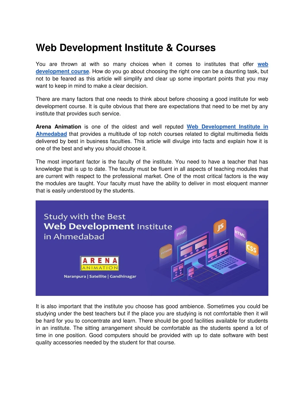 web development institute courses