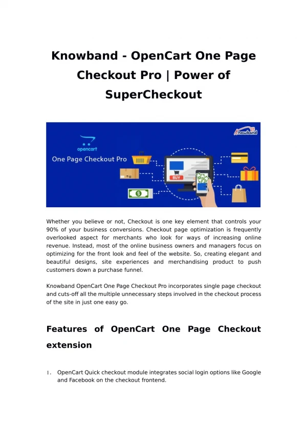 Knowband - OpenCart One Page Checkout Pro | Power of SuperCheckout