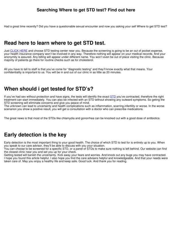 Searching Where to get STD test? We can help