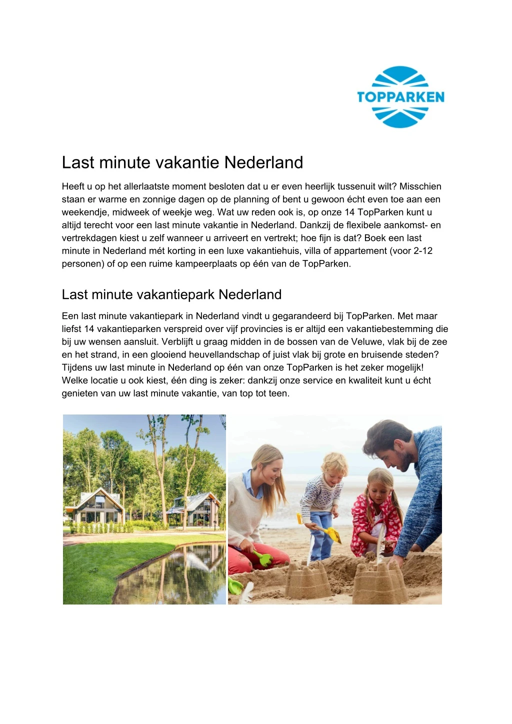 last minute vakantie nederland