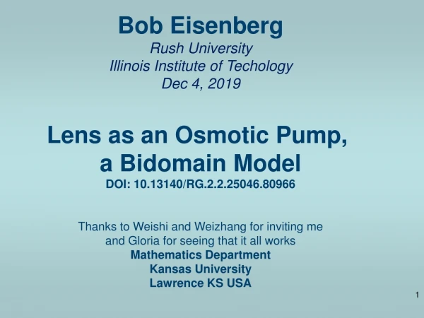 Lens as an Osmotic Pump, a Bidomain Model. DOI: 10.13140/RG.2.2.25046.80966