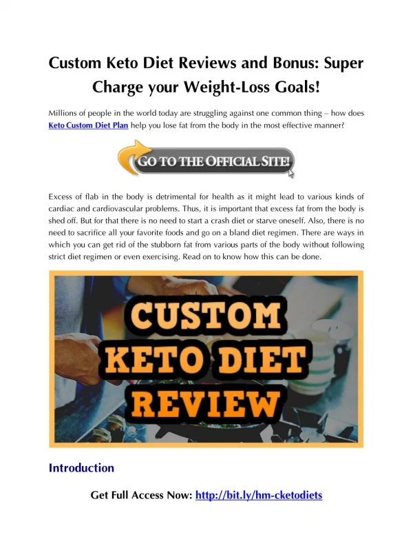 Custom Keto Diet Reviews and Bonus