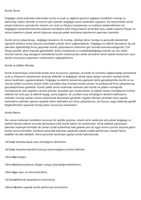 kombi servisi