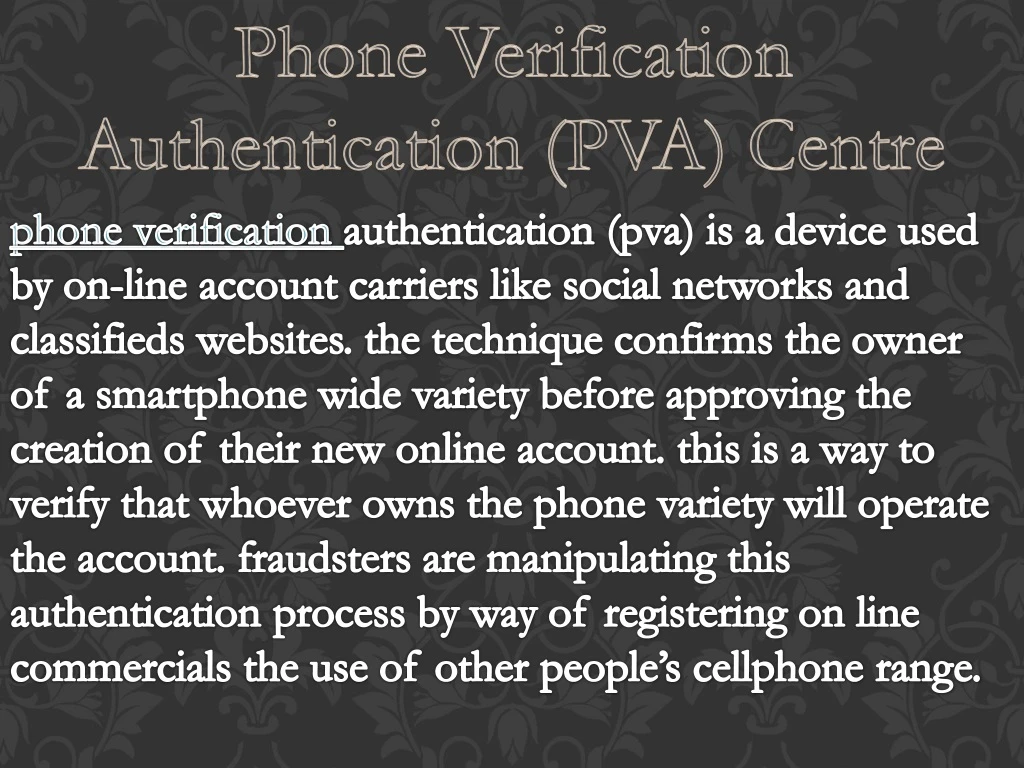 phone verification authentication pva centre