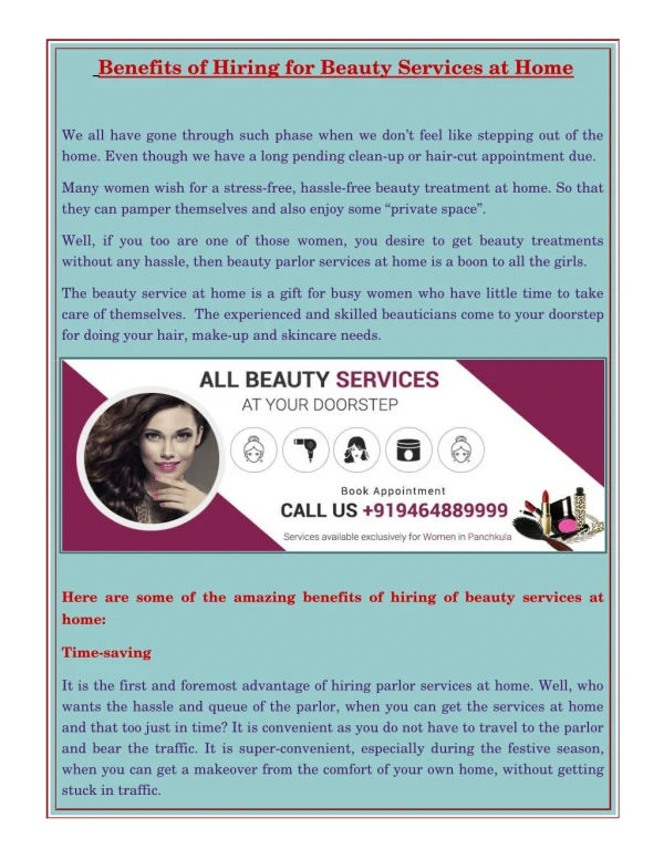 Benefits of Hiring for Beauty Services at Home