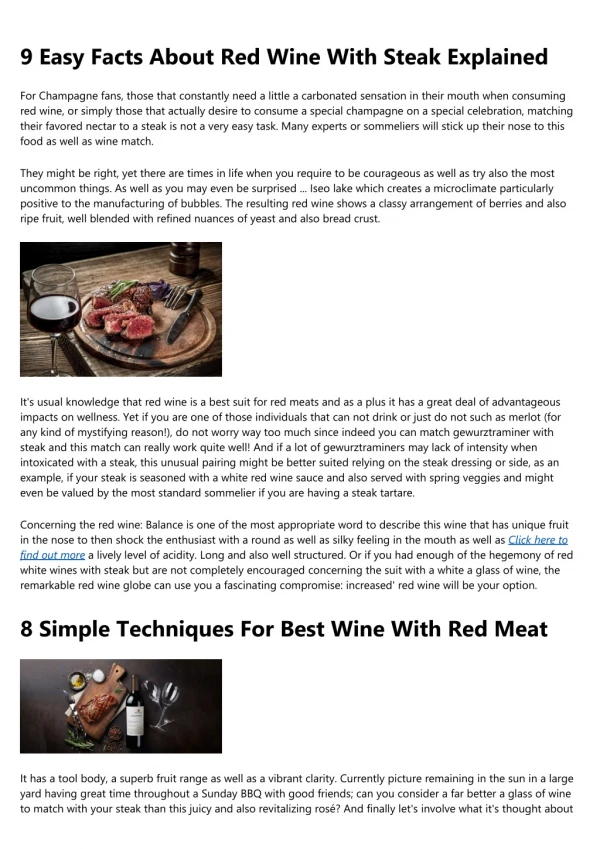 3 Easy Facts About Best Wine With Red Meat Described