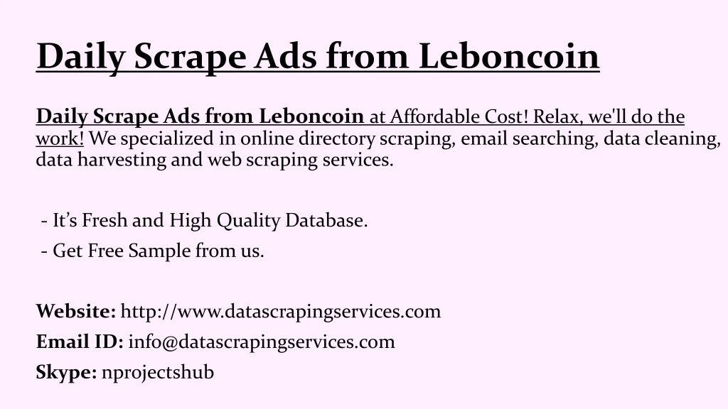daily scrape ads from leboncoin