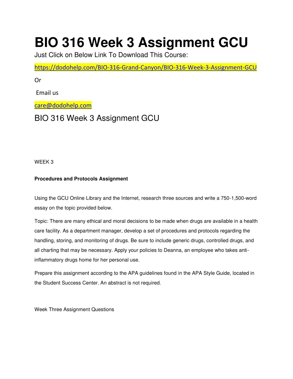 bio 316 week 3 assignment gcu just click on below