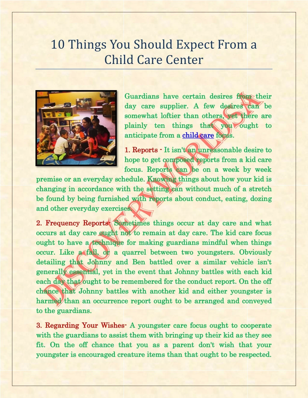 10 things you should expect from a child care