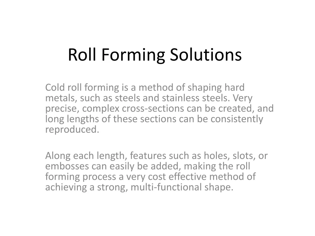 roll forming solutions