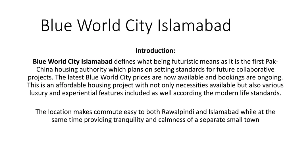 blue world city islamabad