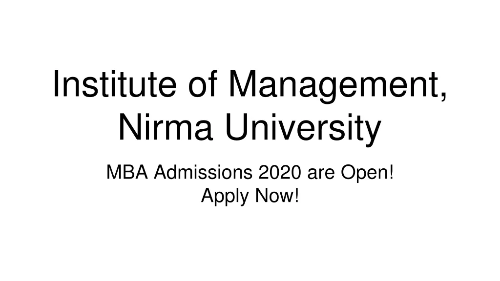institute of management nirma university