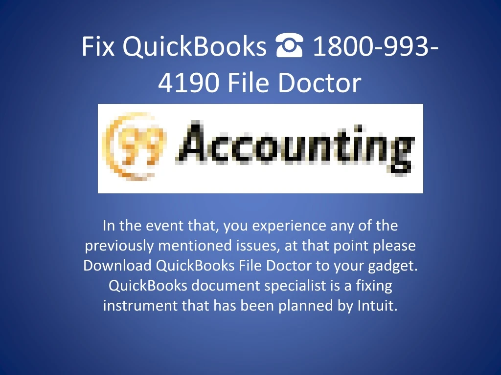 fix quickbooks 1800 993 4190 file doctor