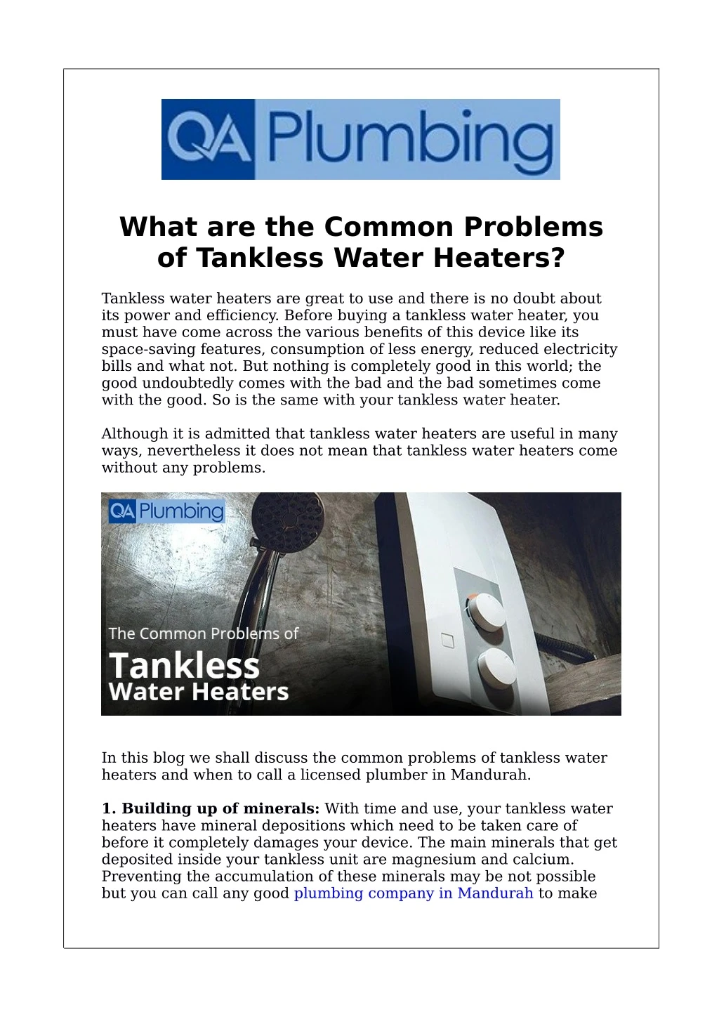 what are the common problems of tankless water