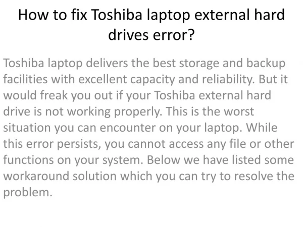 Toshiba laptop service center Uk