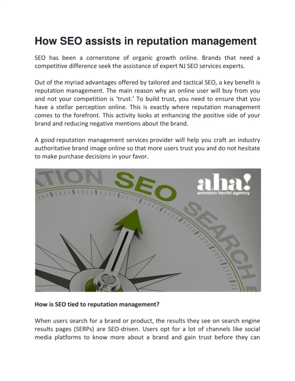 How SEO assists in reputation management