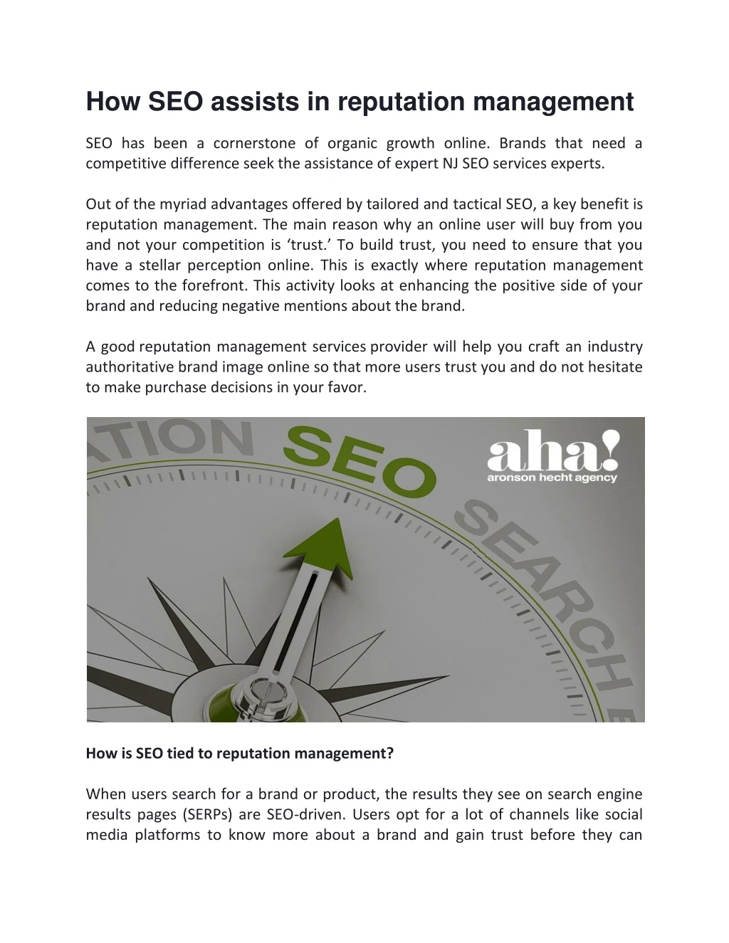 how seo assists in reputation management