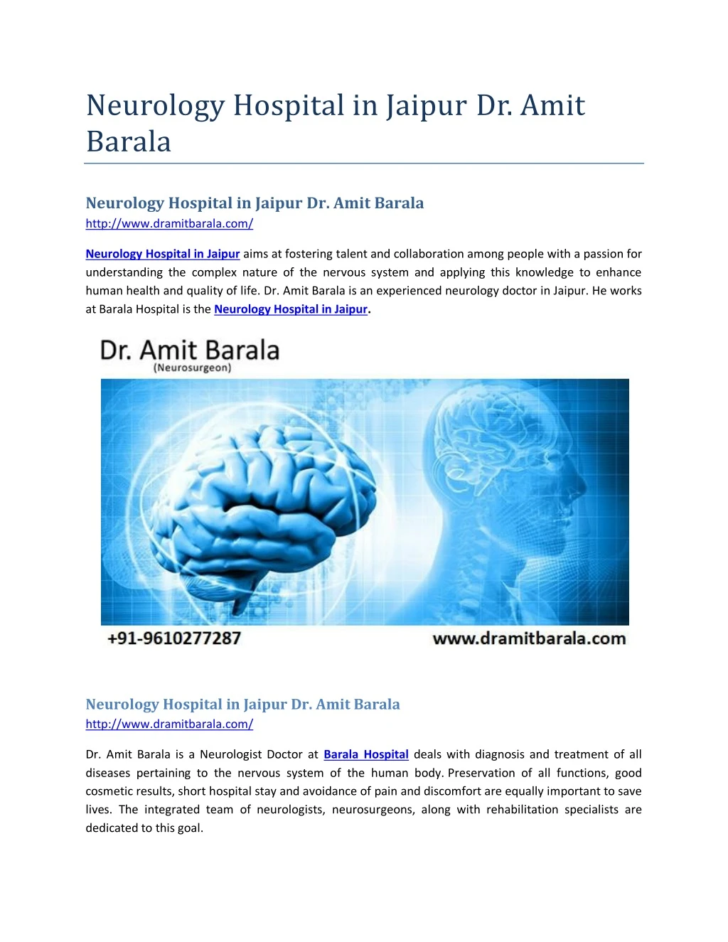 neurology hospital in jaipur dr amit barala