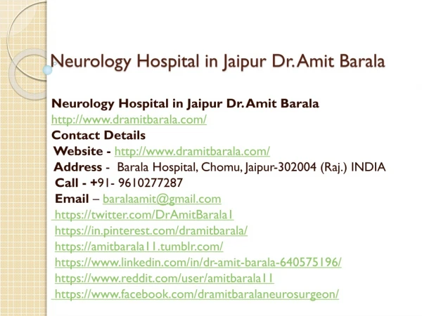 Neurology Hospital in Jaipur Dr. Amit Barala