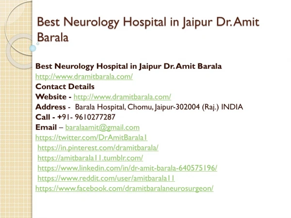 Best Neurology Hospital in Jaipur Dr. Amit Barala