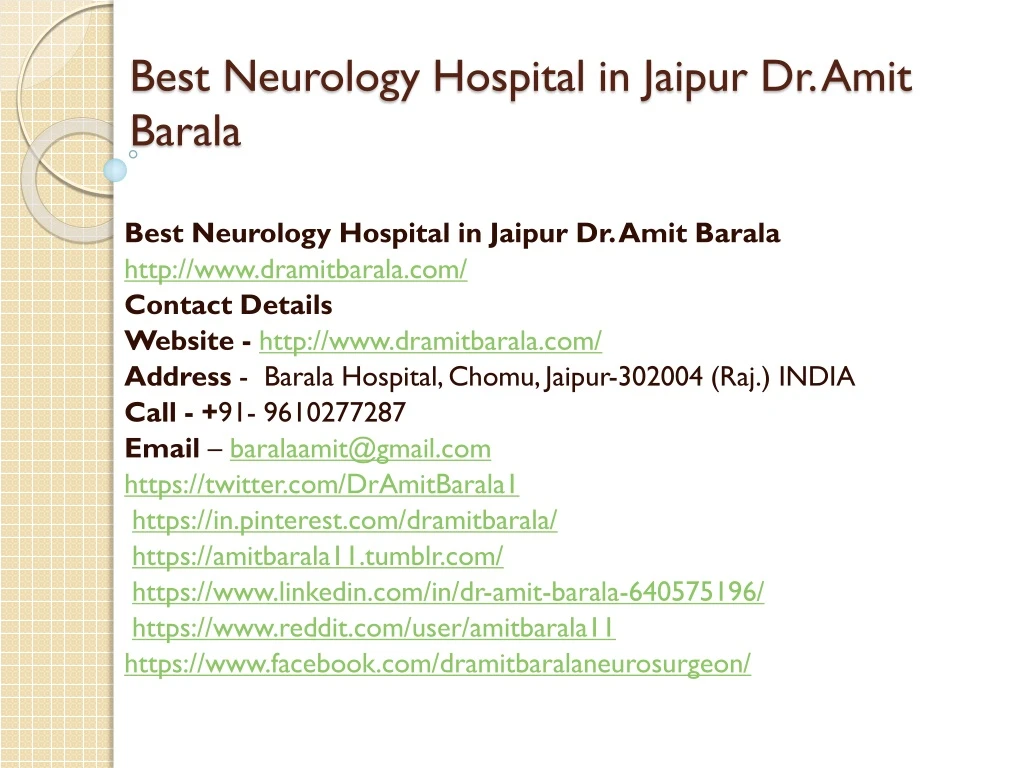 best neurology hospital in jaipur dr amit barala