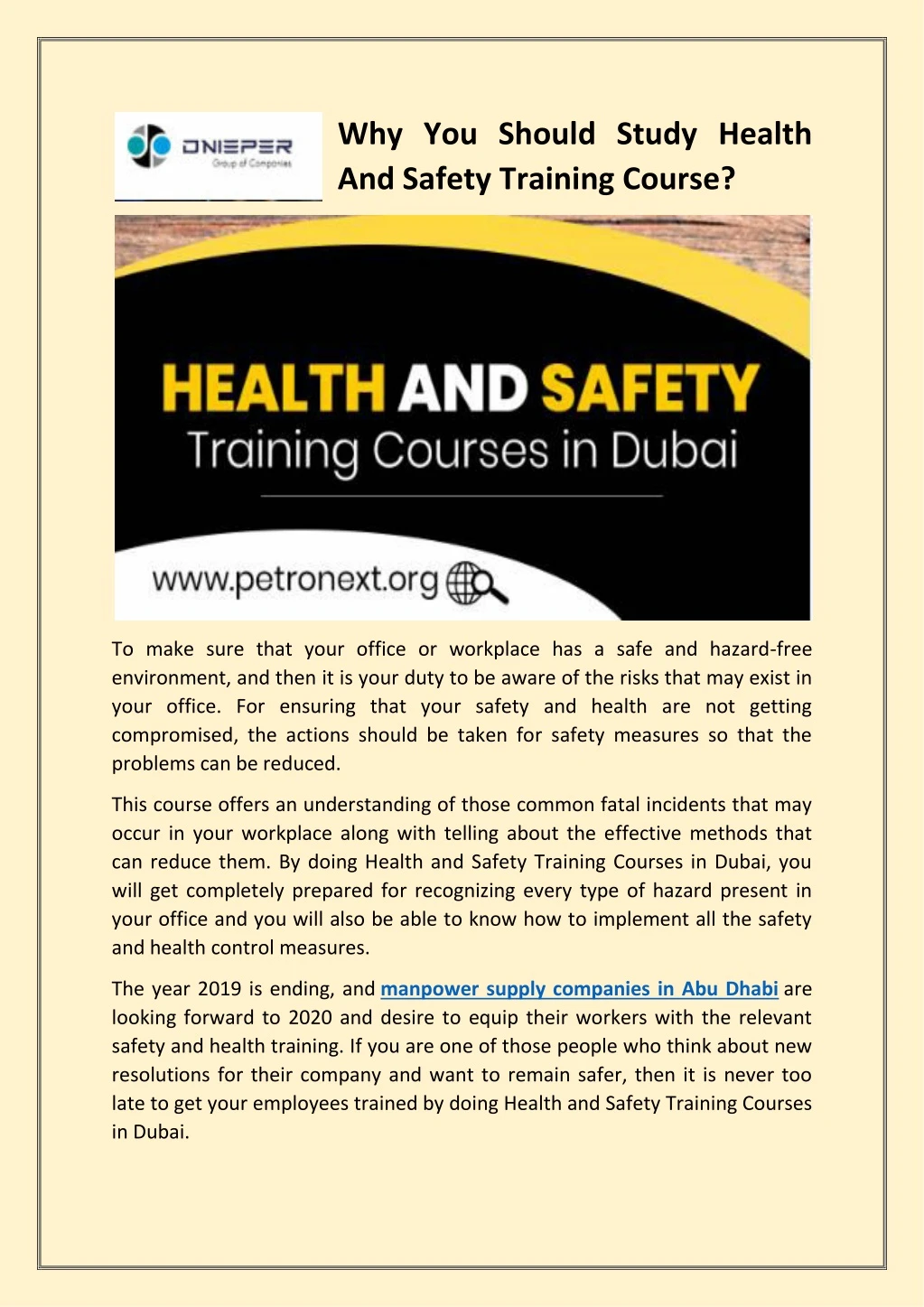 why you should study health and safety training