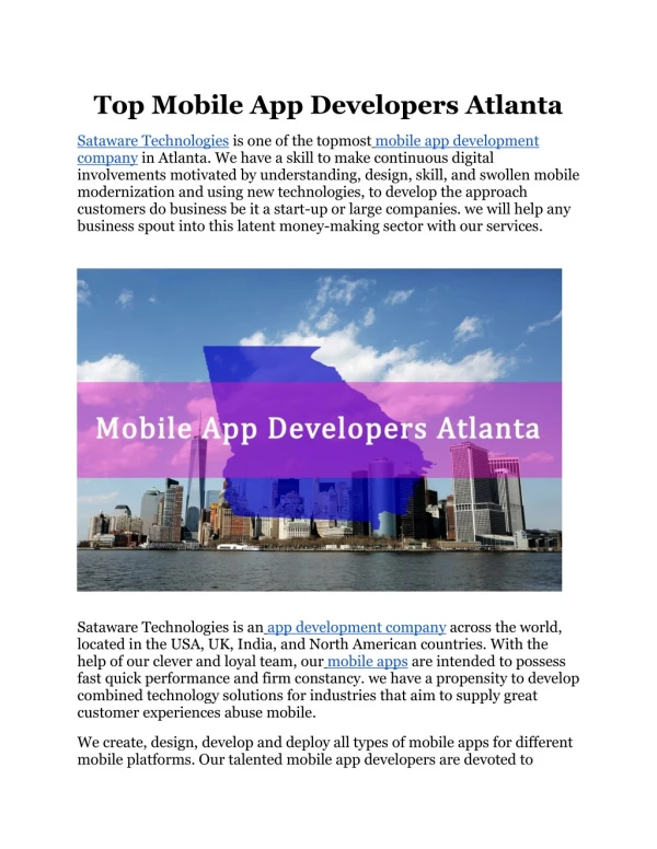 Top Mobile App Developers Atlanta