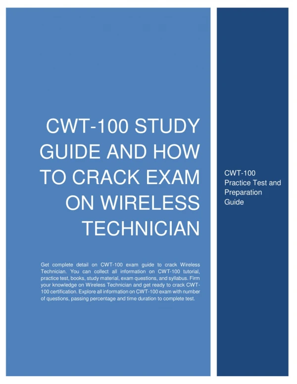 CWT-100 Study Guide and How to Crack Exam on Wireless Technician