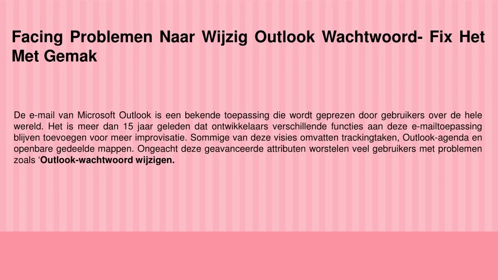 facing problemen naar wijzig outlook wachtwoord