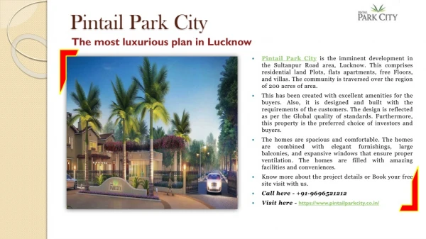 Pintail Park City Brochure - Buy Residential Plots in Lucknow