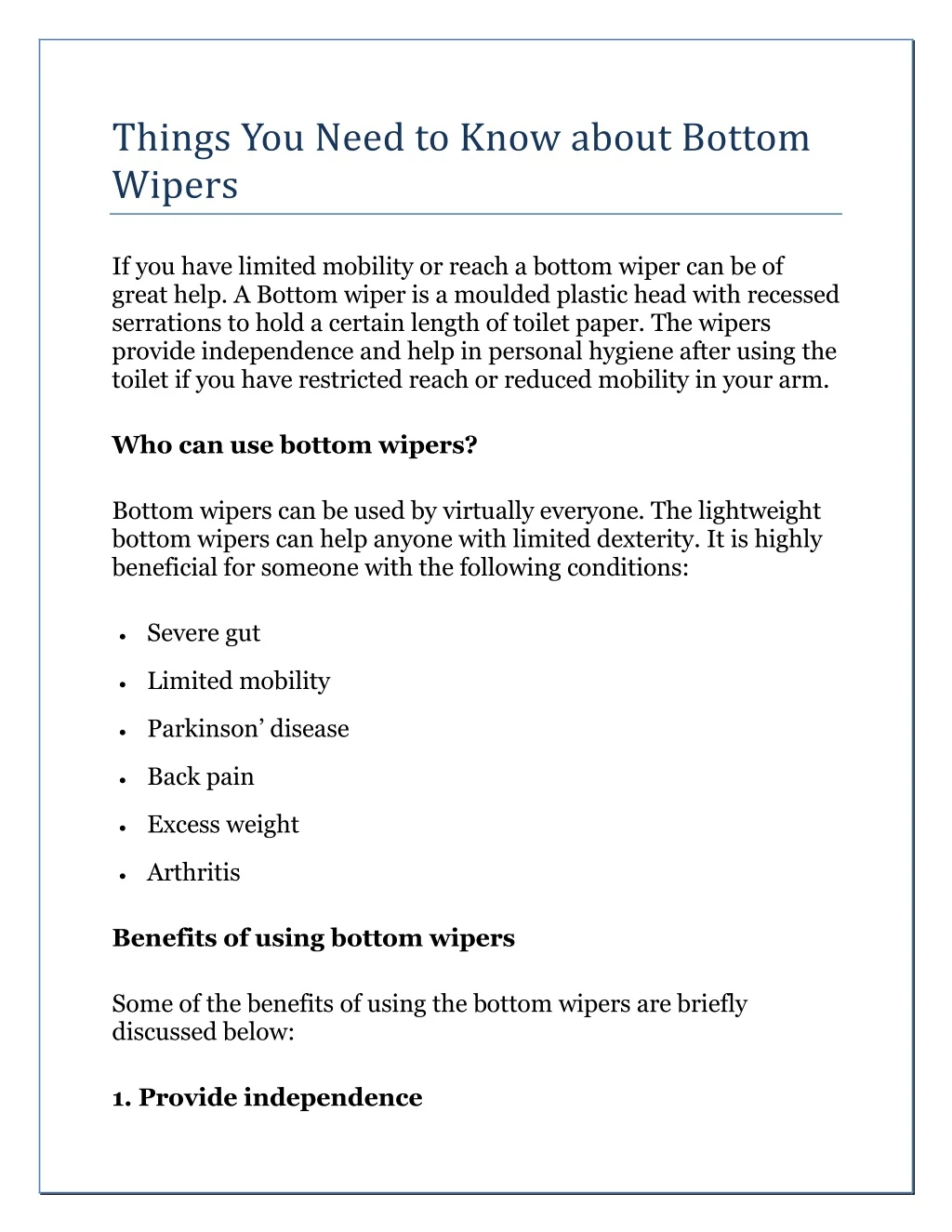 things you need to know about bottom wipers
