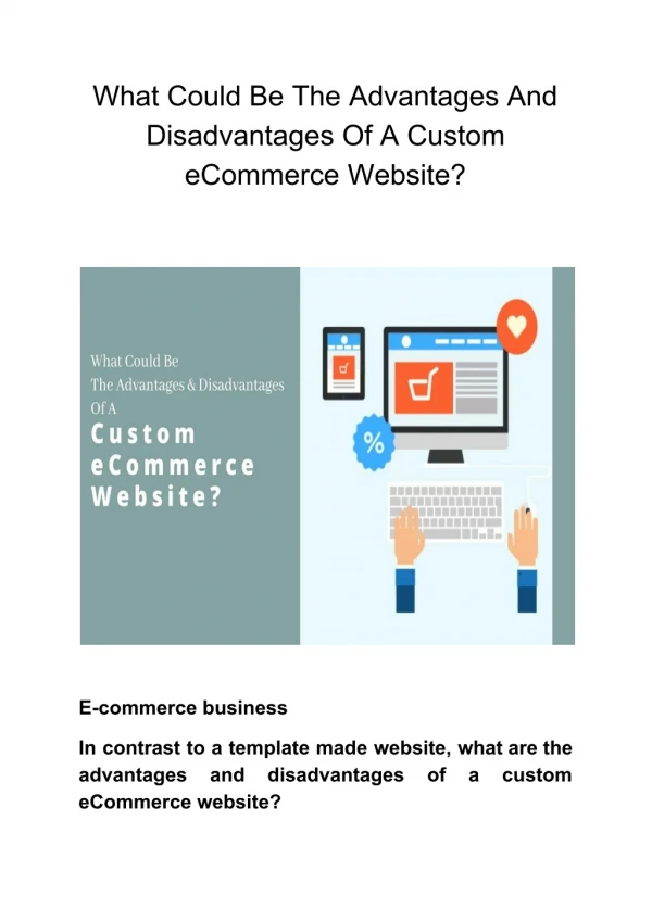 What Could Be The Advantages And Disadvantages Of A Custom eCommerce Website?