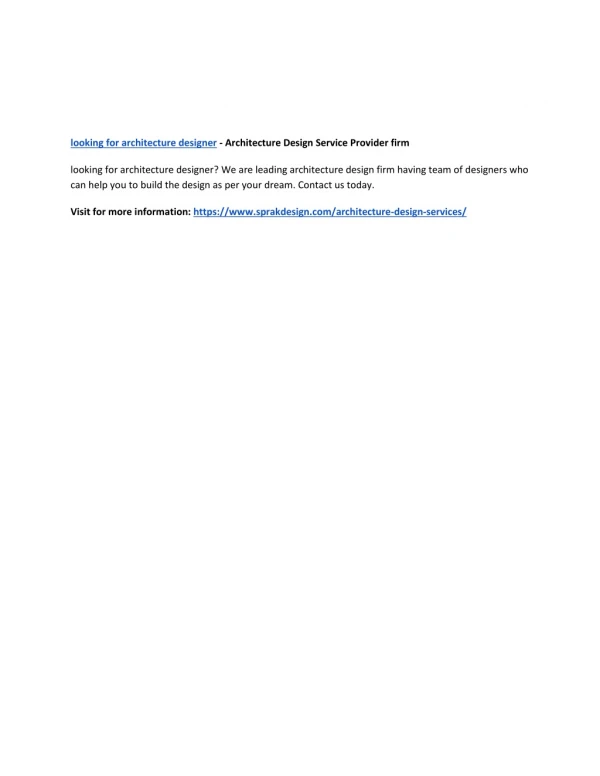 looking for architecture designer architecture