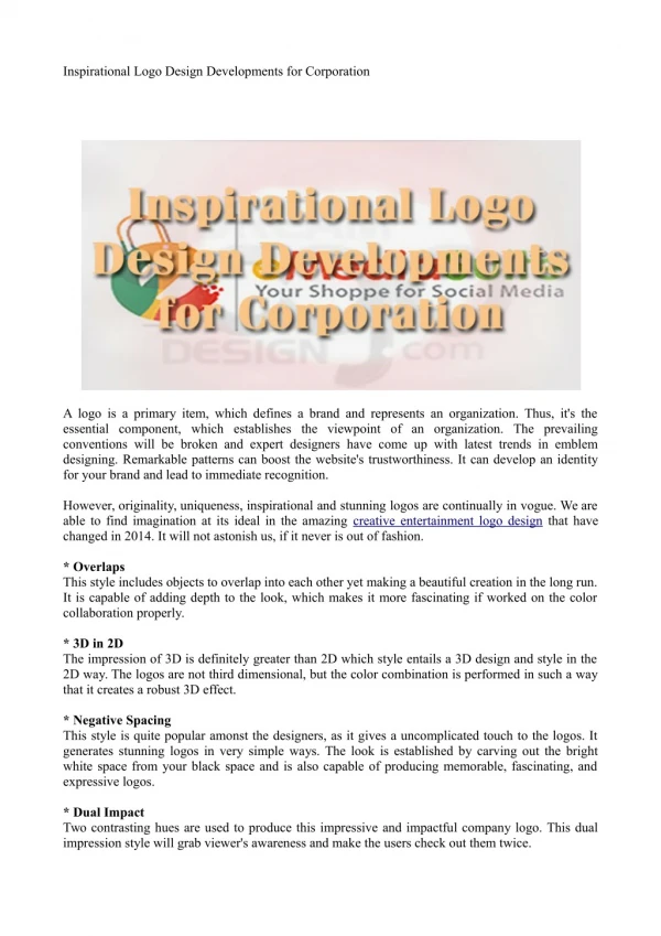 Inspirational Logo Design Developments for Corporation