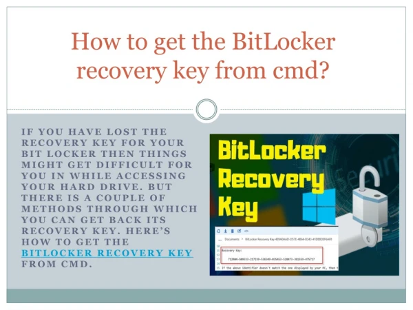 BitLocker recovery key | How to fix the BitLocker recovery key from cmd?