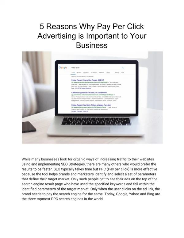 5 Reasons Why Pay Per Click Advertising is Important to Your Business