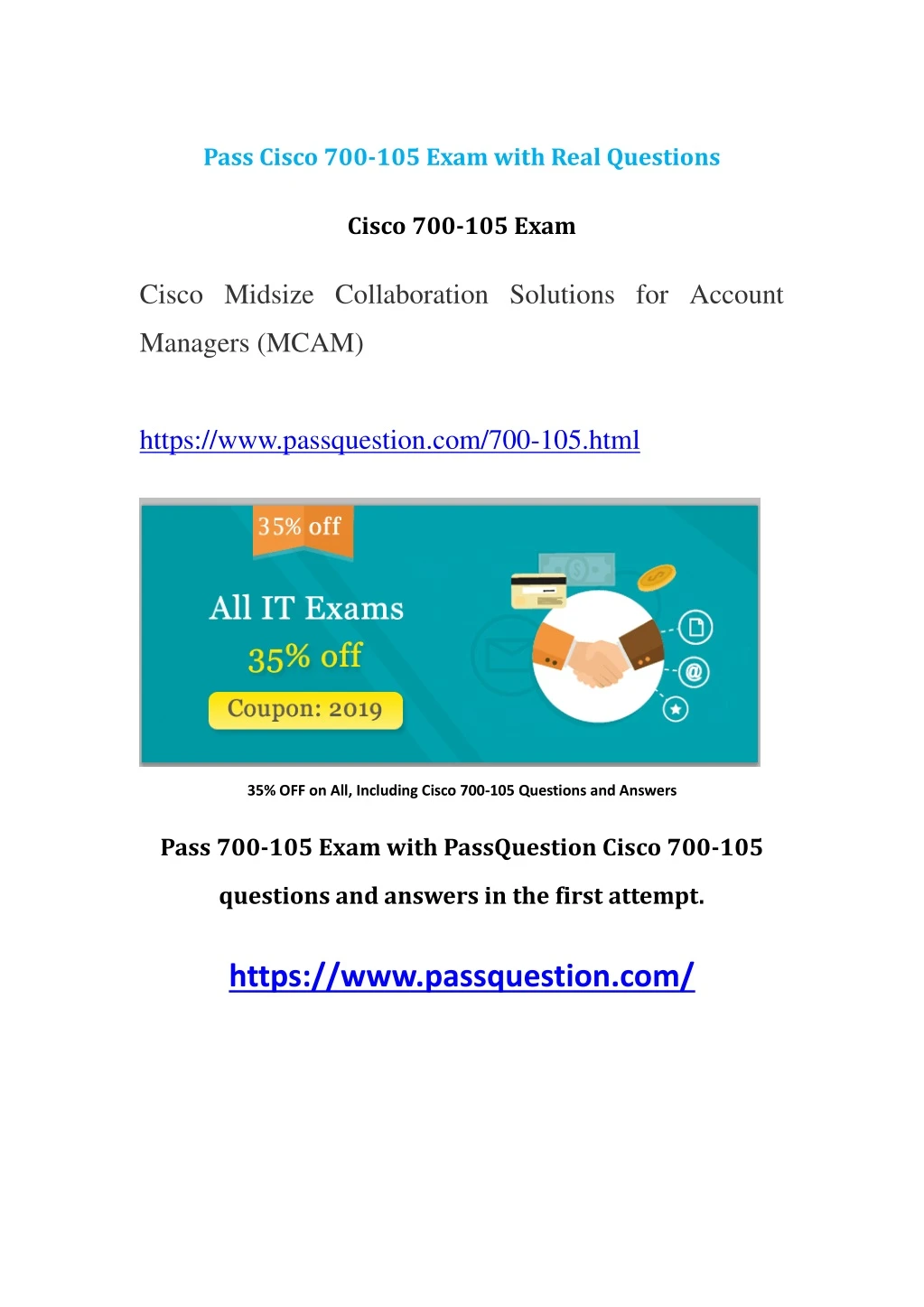 pass cisco 700 105 exam with real questions