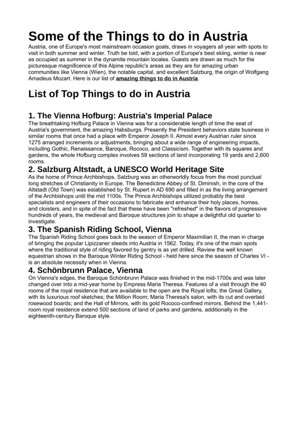 Things to do in Austria