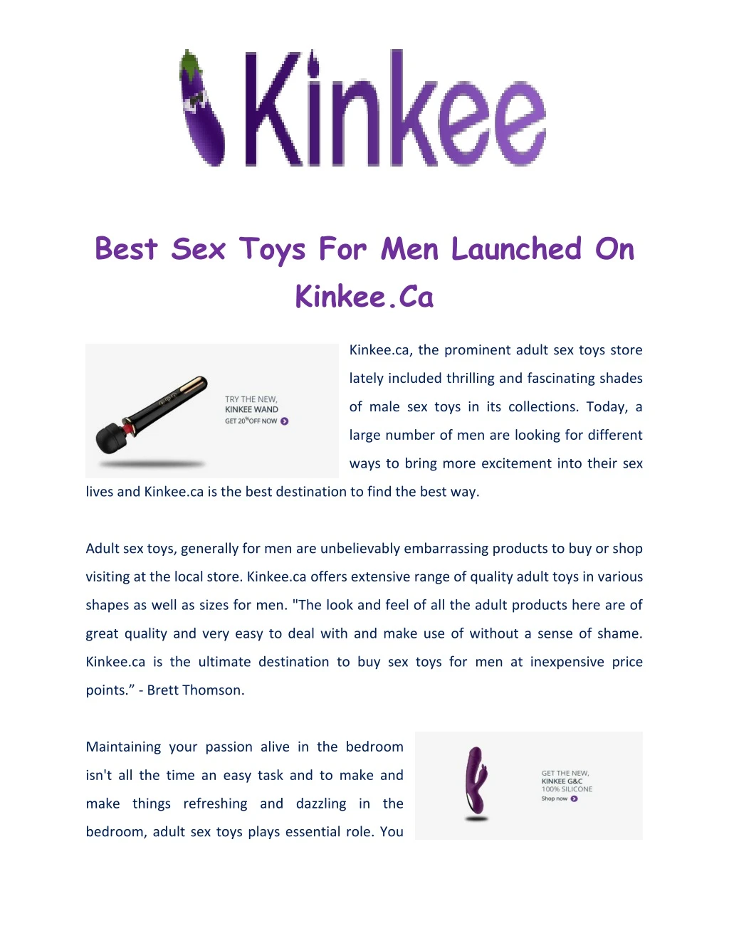 best sex toys for men launched on kinkee ca
