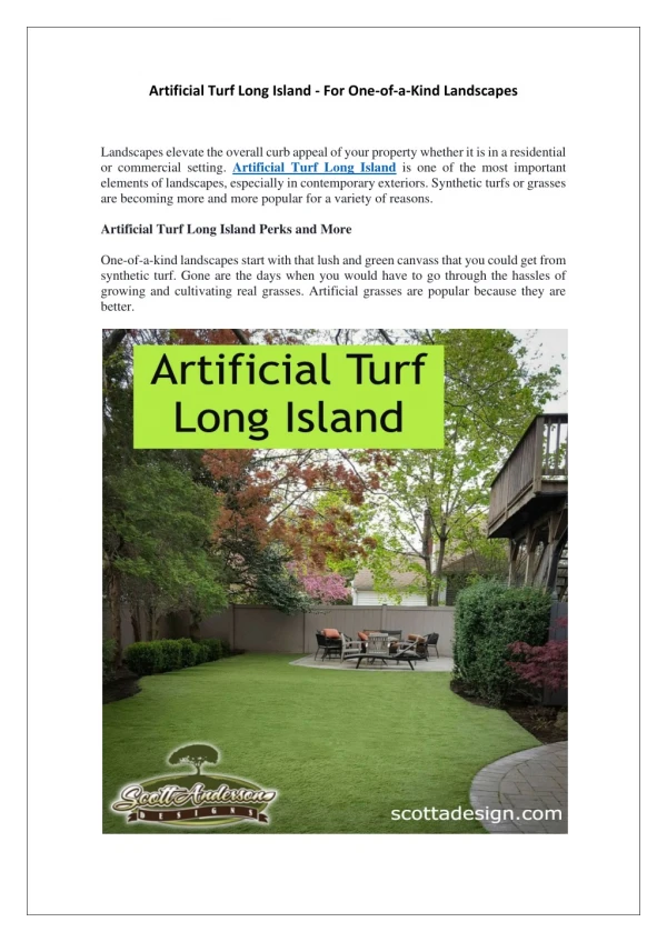 Artificial Turf Long Island - For One-of-a-Kind Landscapes