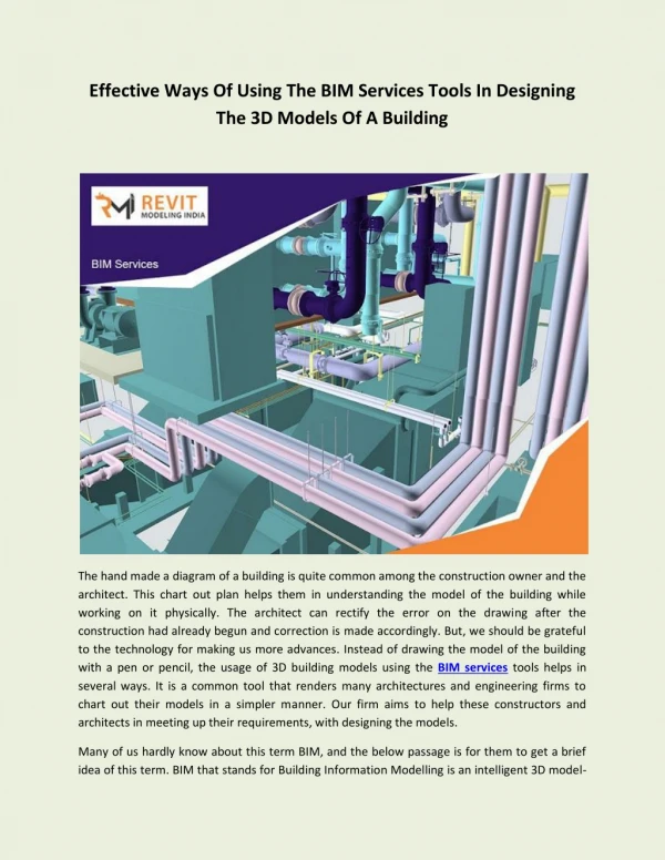 Effective Ways Of Using The BIM Services Tools In Designing The 3D Models Of A Building