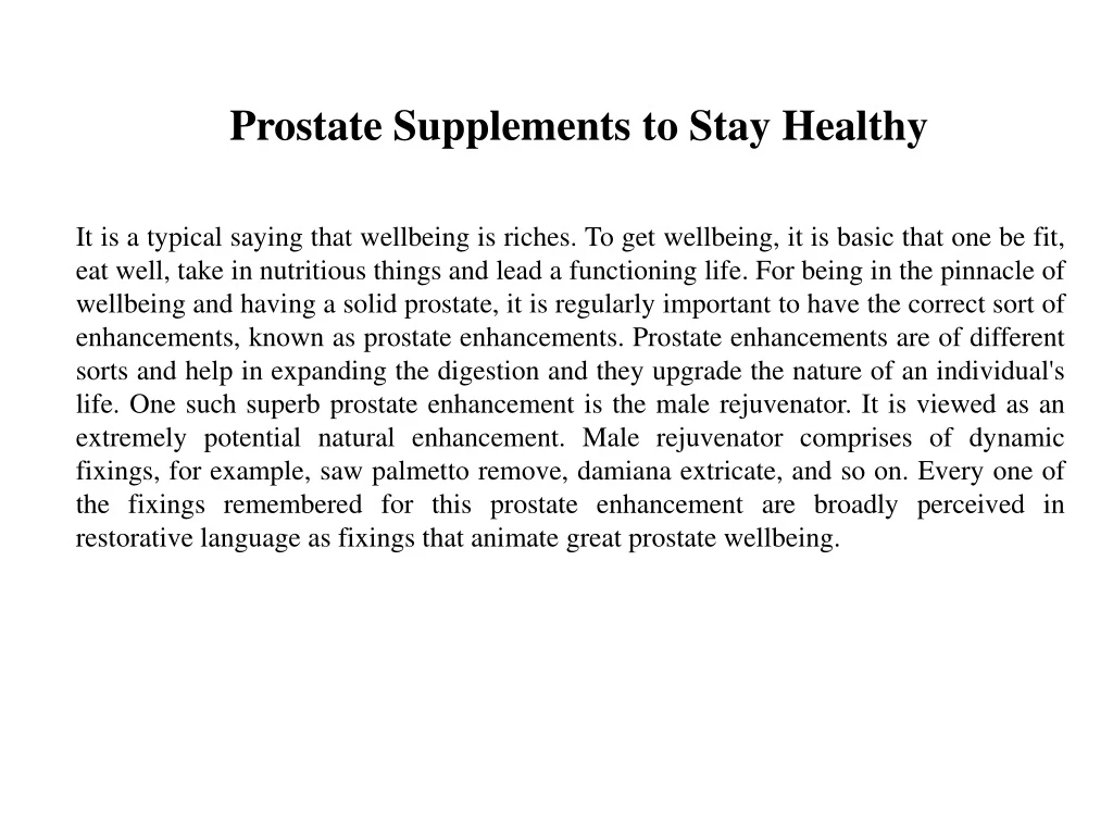prostate supplements to stay healthy