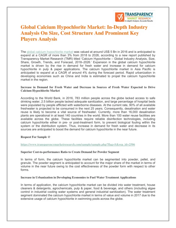 global calcium hypochlorite market in depth