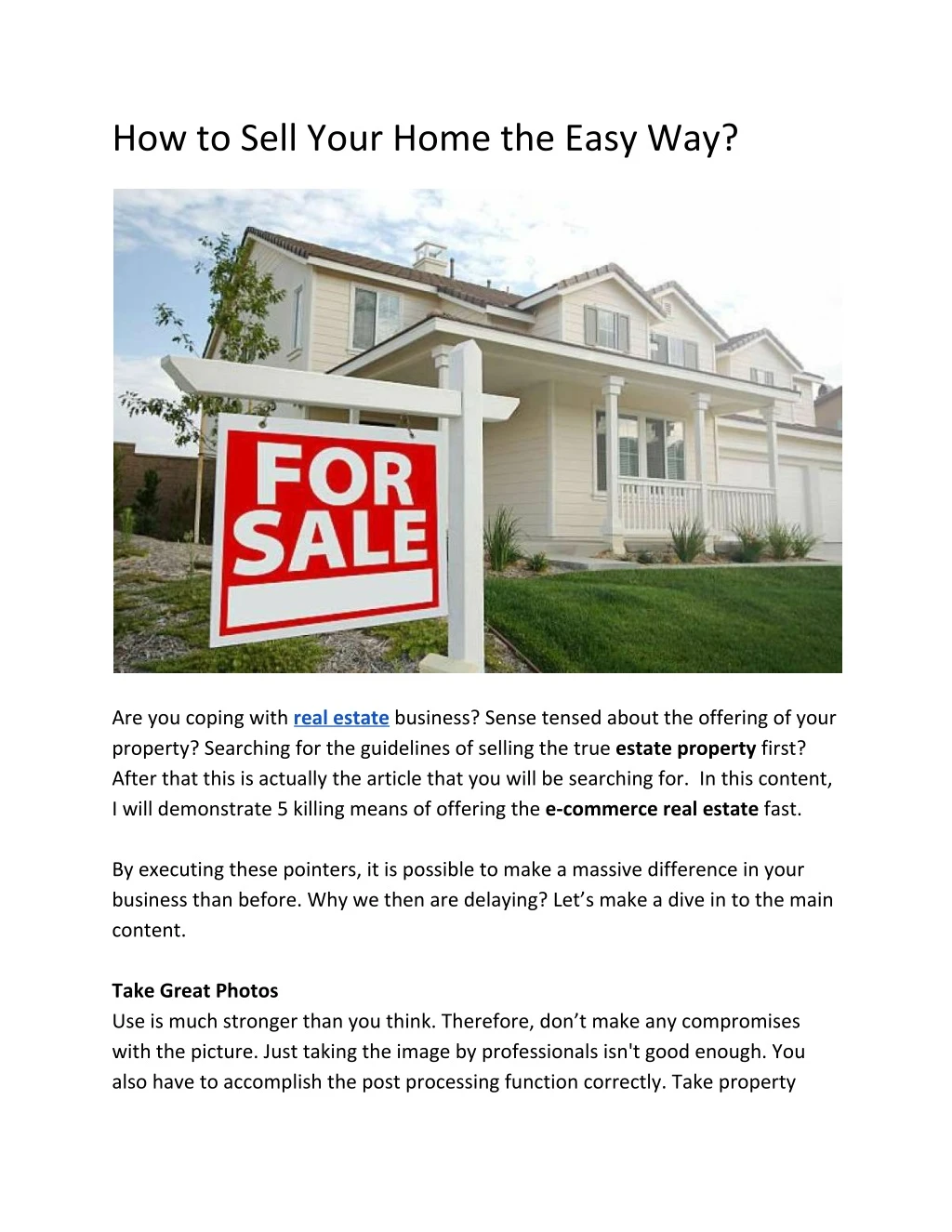 how to sell your home the easy way