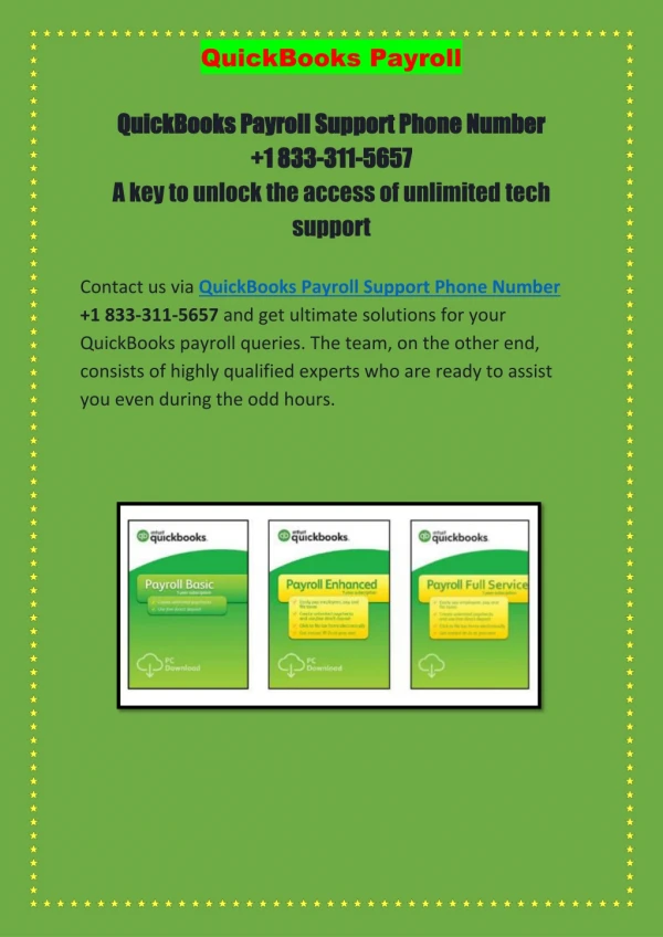 QuickBooks Payroll Support Phone Number   1 833-311-5657