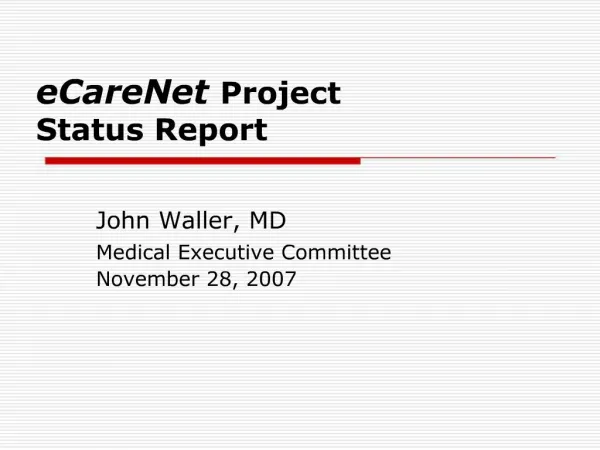 ECareNet Project Status Report